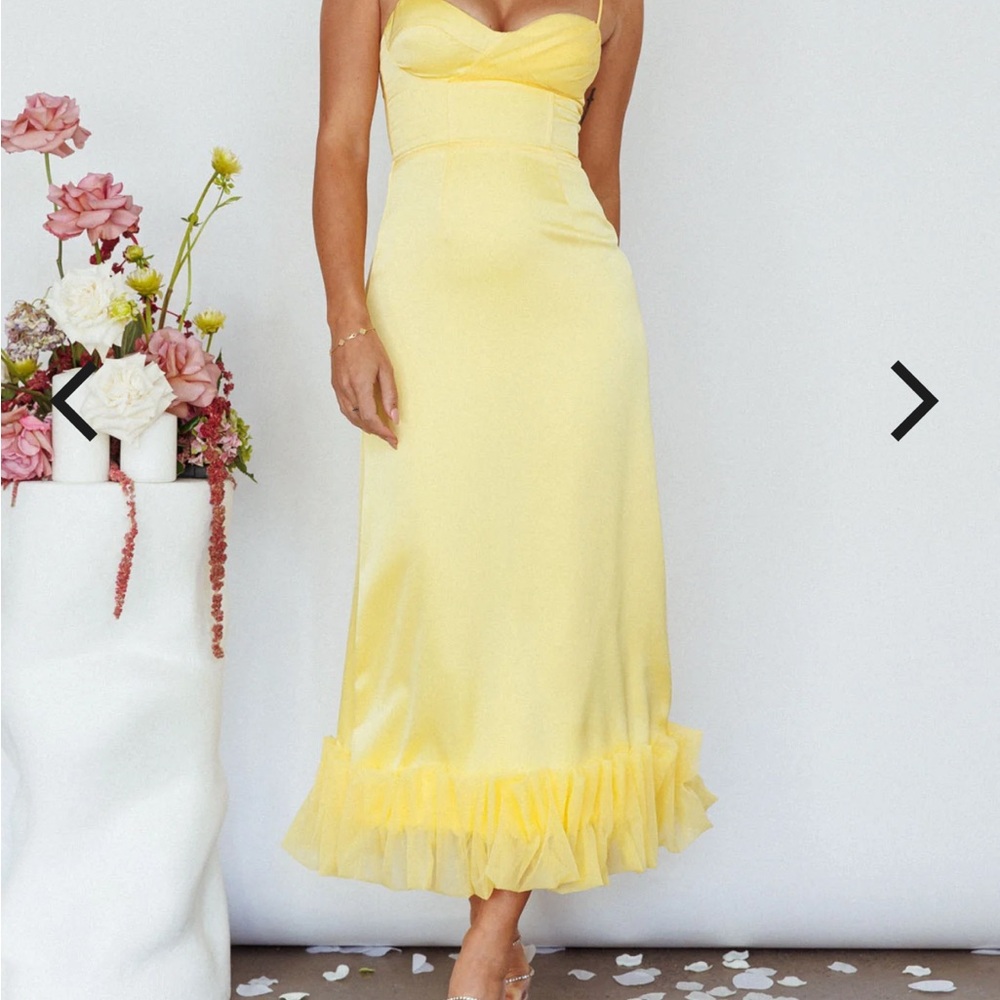 Selfie Leslie Buona Sera Hem Decoration Midi Dress Lemon